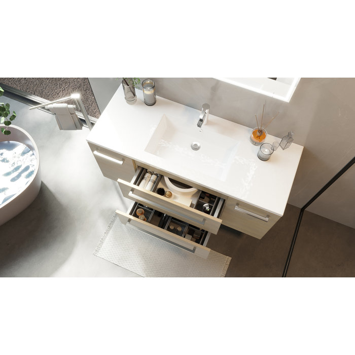 Mercury Row® Akron 48'' Wall Mounted Single Bathroom Vanity with